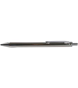 Hygostar metal ballpoint pen, silver, blue writing with retractable refill and not replaceable, with clip