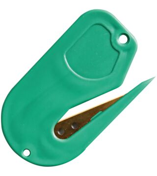Jednorazowy bezpieczny nóż, zielony do folii lub do otwierania listów.