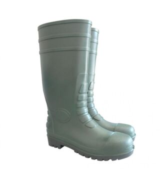 Wysokie buty ochronne Hygostar „Work”, S5, PVC / nitryl, zielony, ze stalowym noskiem ochronnym