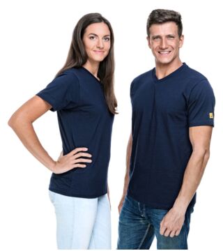 ESD T-Shirt V-neck navy blue, 150g/m²