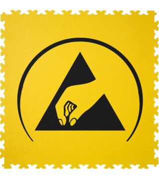 Bodenmarkierungsfliese mit ESD Logo, X-Log, gelb, 1 Stück, 497x497x7mm