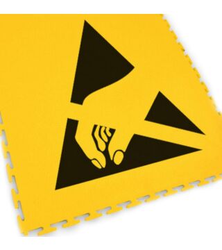 Floor marking tile with ESD logo, yellow, 1 piece, 500 x 500 x 7 mm
