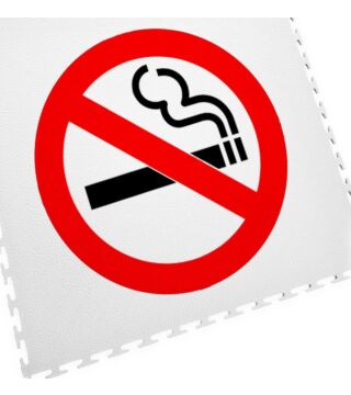Bodenmarkierungsfliese mit Logo Rauchen verboten, 1 Stück, weiß, 500x500 mm