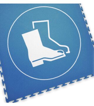Floor marking tile with logo safety shoes, blue, 1 piece, 500x500 mm