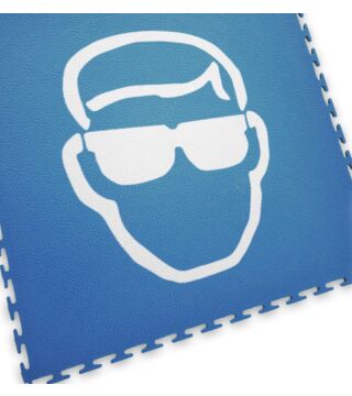 Bodenmarkierungsfliese mit Logo Augenschutz, blau, 1 Stück, 500x500 mm