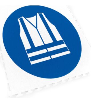 Floor marking tile with logo warning vest, blue, 1 piece, 500x500 mm