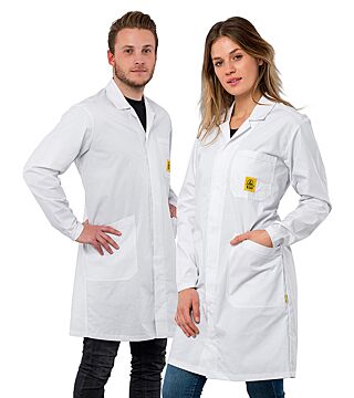 ESD work coat Pro Line PLUS, long sleeve, unisex, white