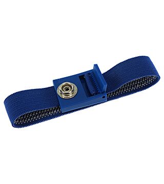 ESD bracelet dark blue, 10 mm snap fastener, toothed clasp