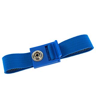 ESD wrist strap light blue, 10 mm snap fastener, toothed clasp