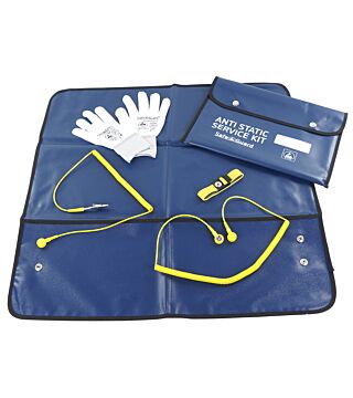 ESD service kit, gloves, single crocodile clip, blue