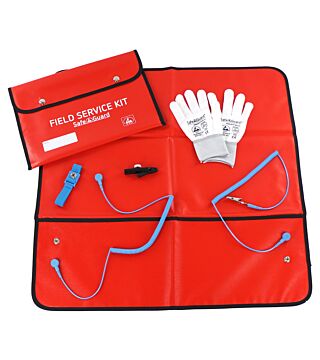 ESD Service Kit, gloves, isolated Crocodile Clip, red