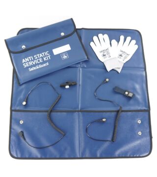 ESD-Service Kit SWISS, Handschuhe, isolierte Krokoklemme, blau