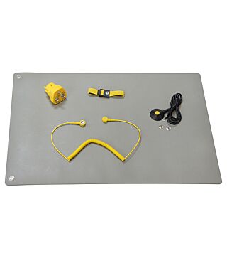 ESD table mat set S Pro, 600 x 600 mm, 5-piece, 2x 10mm push button