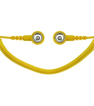 ESD Spiralkabel, 1 Mohm, gelb, 1,8 m, 10/10 mm Druckknopf