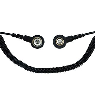 ESD spiral cable, 1 MOhm, black, 7/10 mm push button, various versions