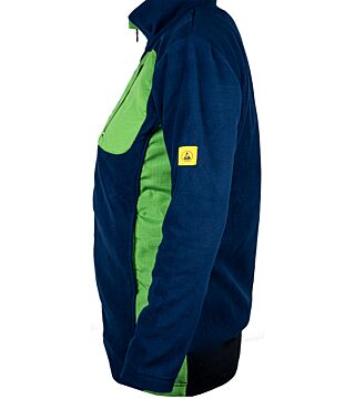 ESD fleece jacket with long zip, women, navy blue/green