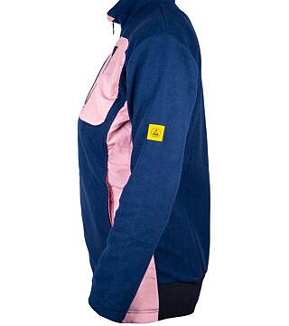 ESD fleece jacket with long zip, women, navy blue/pink