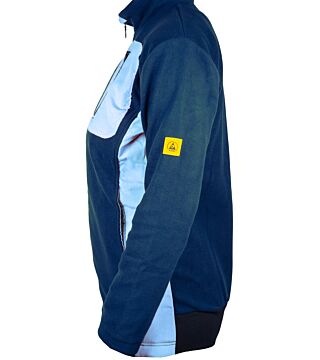 ESD fleece jacket with long zip, unisex, navy blue/light blue