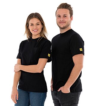 ESD-T-Shirt mit Brusttasche, rundhals, 150g/m², schwarz
