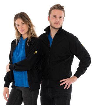 ESD sweat jacket with zip, black 260g/m²