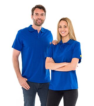 ESD polo shirt, short-sleeved, 150g/m², left sleeve with ESD symbol, royal blue, size 2XL