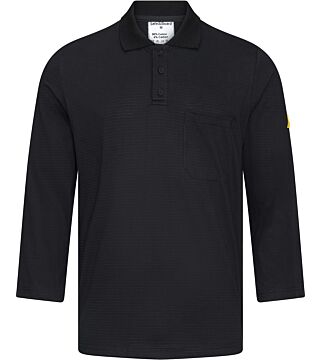 ESD-Poloshirt, linker Ärmel mit ESD-Symbol, langarm, 150g/m², schwarz