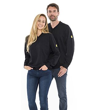 ESD-Sweatshirt V-Ausschnitt schwarz, 280g/m²