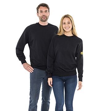 ESD sweatshirt ronde hals, zwart, 280 g/m²
