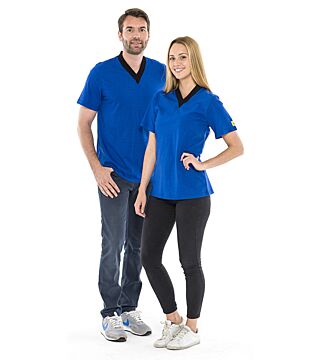 ESD-Shirt V-Neck royal blue/black, 150g/m²