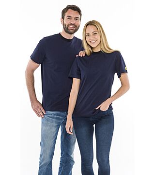 ESD T-shirt, ronde hals, marineblauws/zwart, 150 g/m²