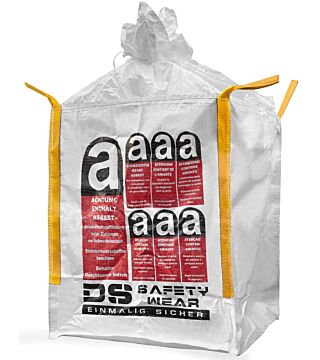 Big Bag 135x135x130cm, rivestito, stampa di avvertimento sull'amianto